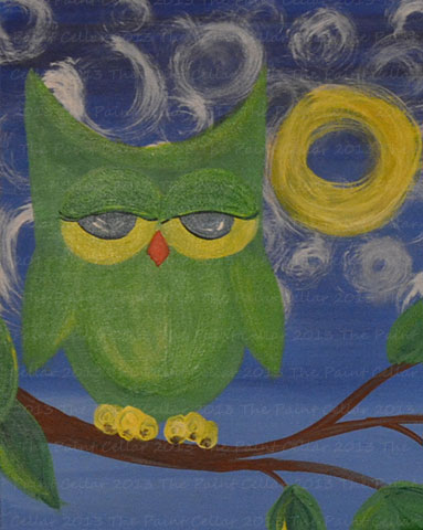 383x480 July 22 Night Owl - Owl Painting For Kids