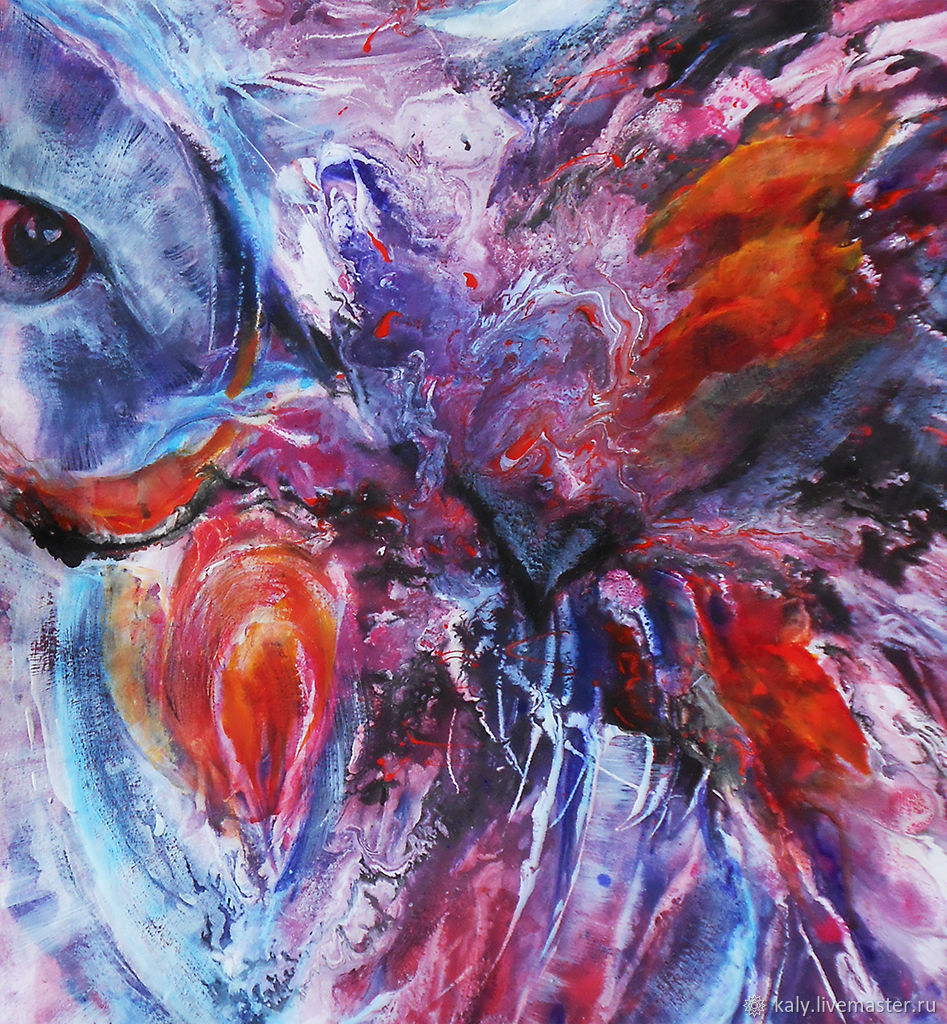 947x1024 Original Owl Bird Painting Abstract Animal. Unique Colorful - Owl Painting Images