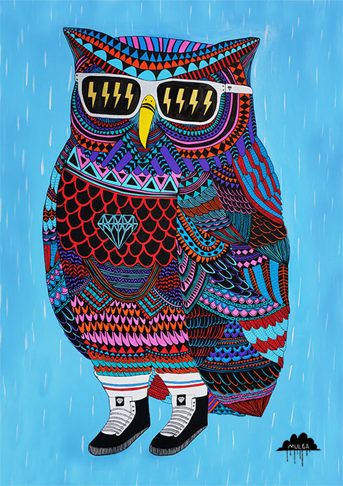 500x708 Otis The Owl Original Painting Mulga The Artist - Owl Painting Images