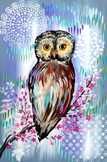 375x568 Owl Painting Paintings For Sale Saatchi Art - Owl Painting Images