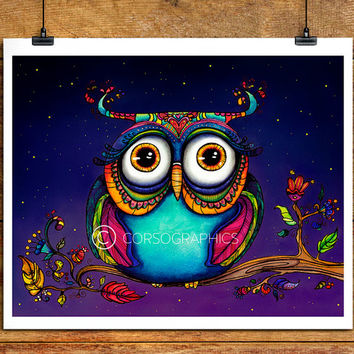 354x354 Watercolor Owl Painting - Owl Painting Images