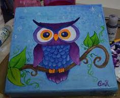 236x193 Owl Painting On Canvas Night Owl Original Night - Owl Painting On Canvas