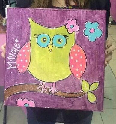 387x413 Owl Canvas Painting Kids Canvas Painting Owl - Owl Painting On Canvas