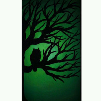 354x354 Best Silhouette Acrylic Paintings Products On Wanelo - Owl Silhouette Painting