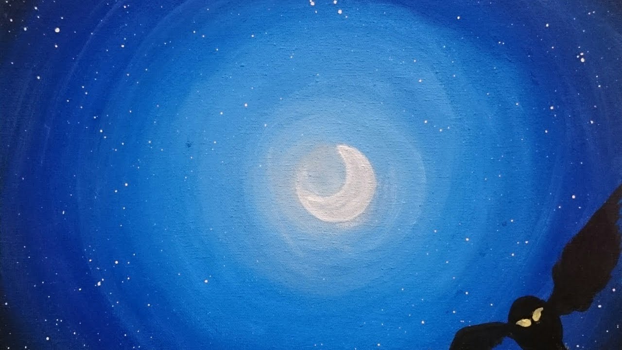 1280x720 Easy Painting For Beginners - Owl Silhouette Painting