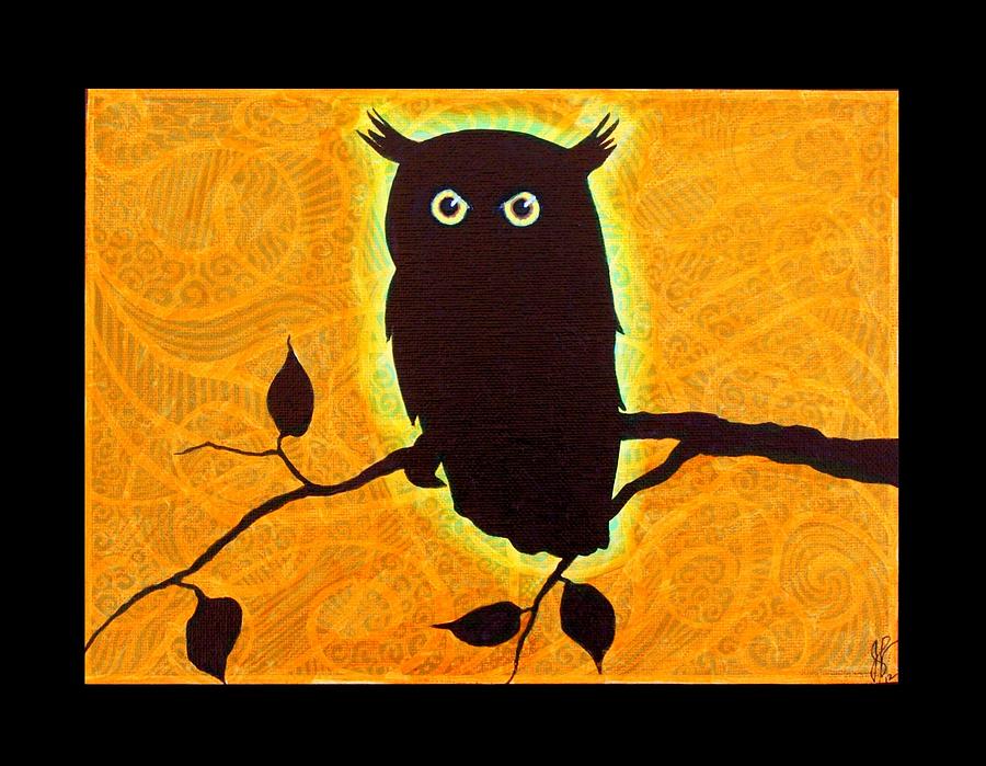 900x699 Owl Silhouette Painting By Jim Harris - Owl Silhouette Painting