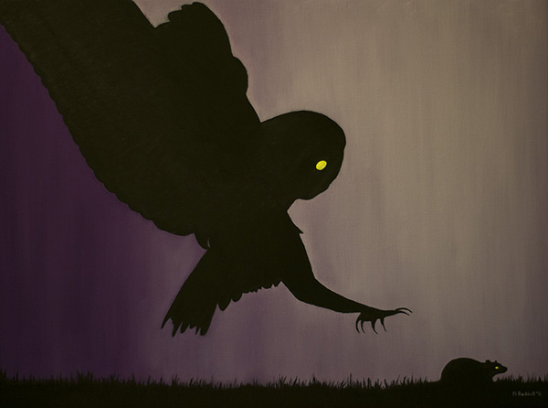 600x446 Barn Owl Mouse Silhouette - Owl Silhouette Painting