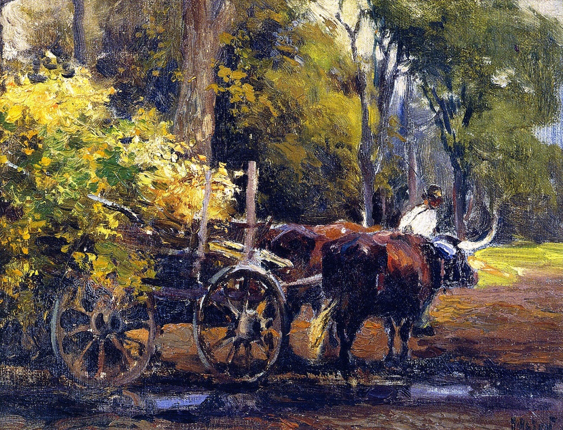 1110x849 Ox Cart Painting Mathias J Alten Oil Paintings - Ox Painting