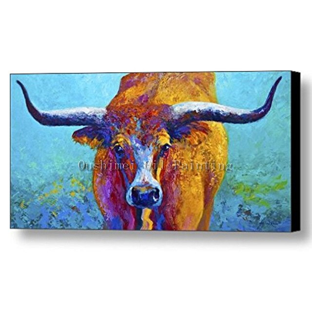 640x640 Hand Painted Painting Longhorn Ox On Canvas Using Oil Color Apply - Ox Painting