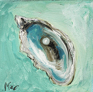 300x295 Pearl In Oyster Painting By Molly Susan Strong - Oyster Painting