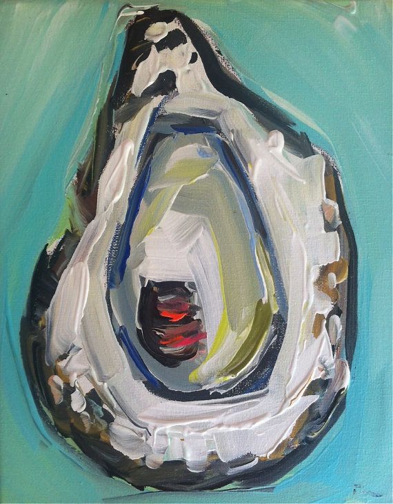570x731 Oyster Painting On Canvas, 8 X 10, Wall Art, Home Decor Oysters - Oyster Painting On Canvas