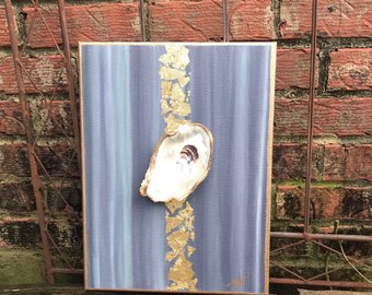 340x270 Oyster Shells On 5x7 Painted Canvas - Oyster Painting On Canvas