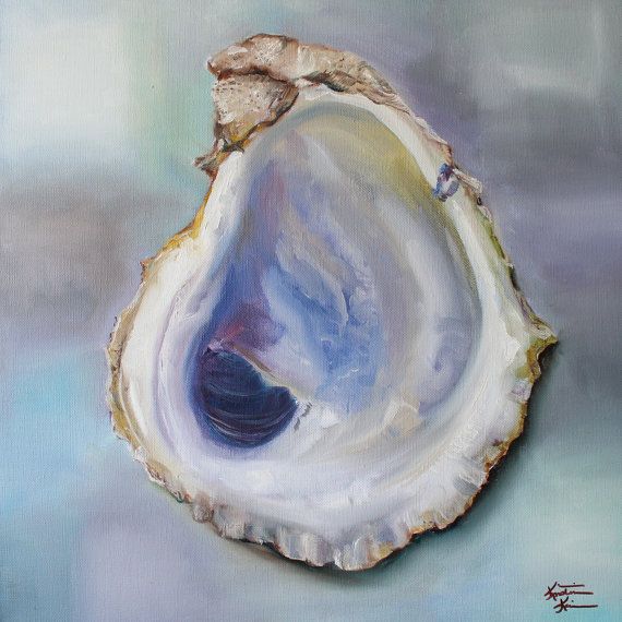 570x570 Oyster Shell Original Oil Painting 20x20 Coastal By Kristinekainer - Oyster Shell Painting