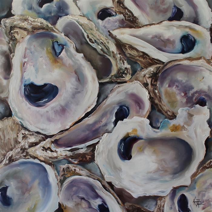 700x700 Oyster Shells By Kristine Kainer - Oyster Watercolor Painting