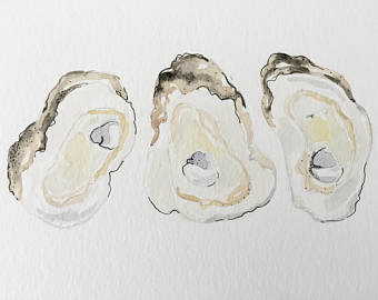 340x270 Watercolor Oyster Etsy - Oyster Watercolor Painting