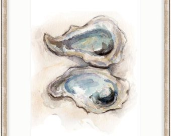 340x270 Clouds Watercolor Print Smc. Originals Watercolor Painting - Oyster Watercolor Painting
