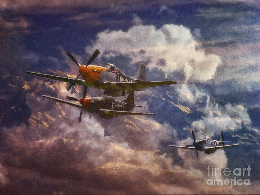 900x675 P51 Mustang Airplane Formation Painting By Shawna Mac - P 51 Mustang Painting