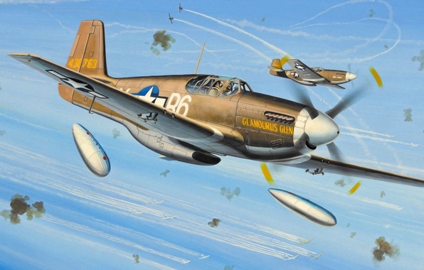 596x380 Wallpaper War, Art, Painting, Ww2, P 51 Mustang Images For Desktop - P 51 Mustang Painting