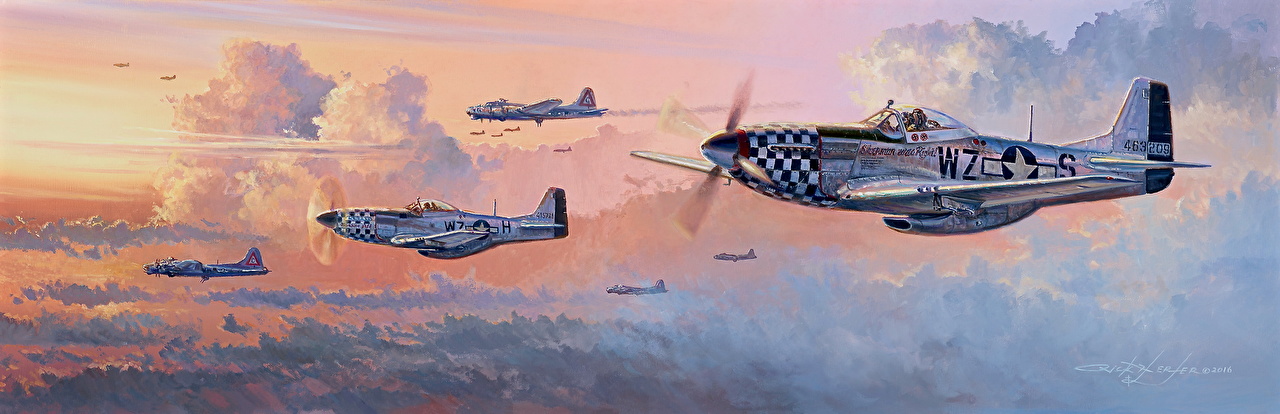 1280x414 Wallpapers Fighter Aircraft Airplane American P 51 Mustang Painting - P 51 Mustang Painting