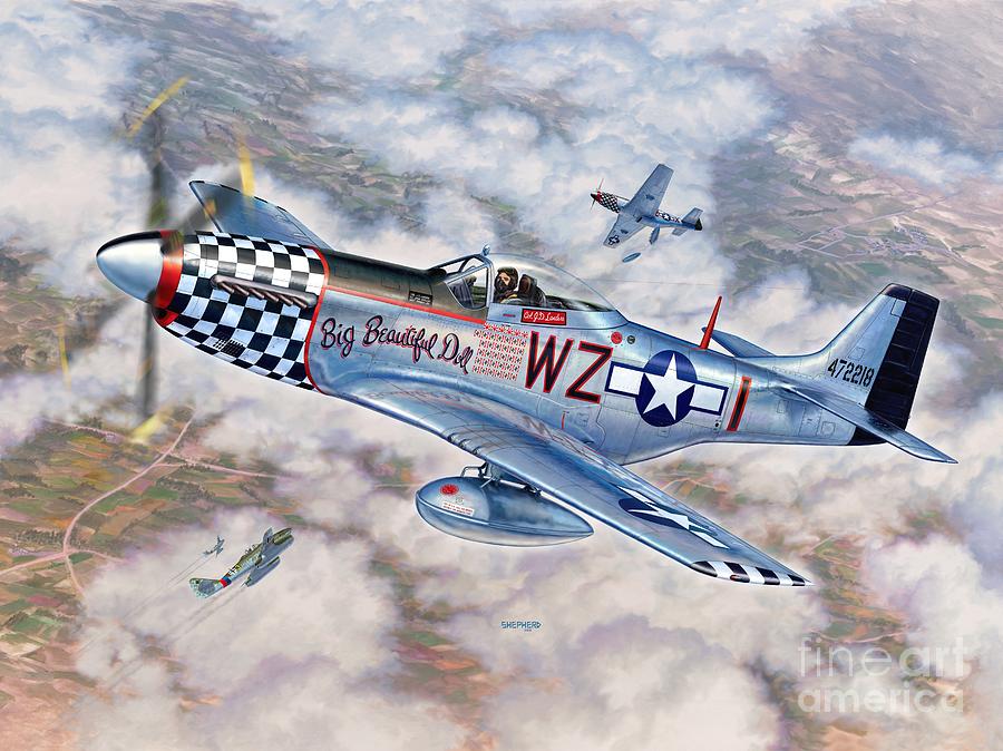 900x674 Big Beautiful Doll Painting By Stu Shepherd - P 51 Mustang Painting