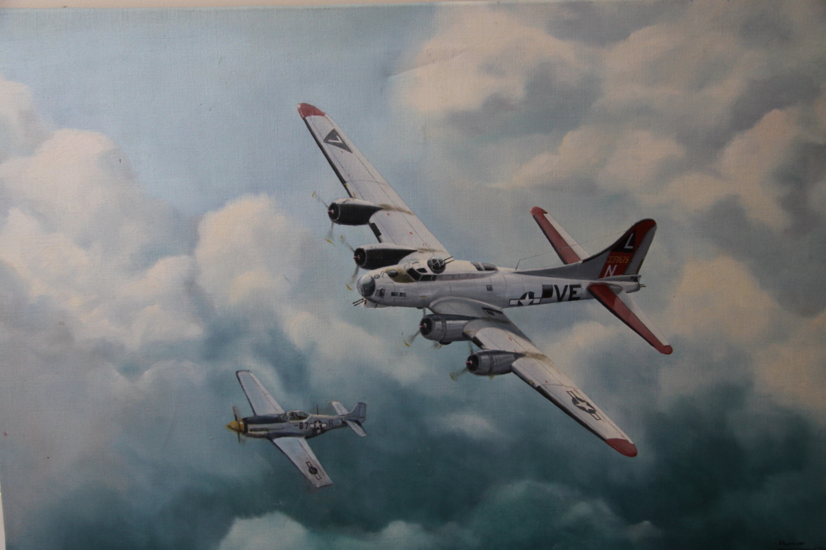 1200x800 For Sale B 17 And P 51 Mustang Oil Painting By Artist Philip - P 51 Mustang Painting