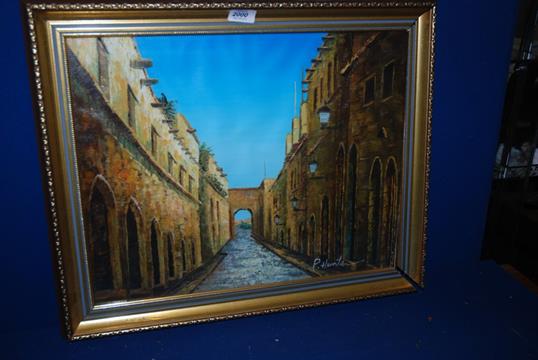 538x360 P. Hunter A Framed Oil On Canvas Of Grecian Arcade - P Hunter Painting