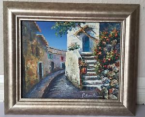 300x242 Artist P. Hunter Beautiful Oil Painting W Frame Vtg Scenic Old - P Hunter Painting