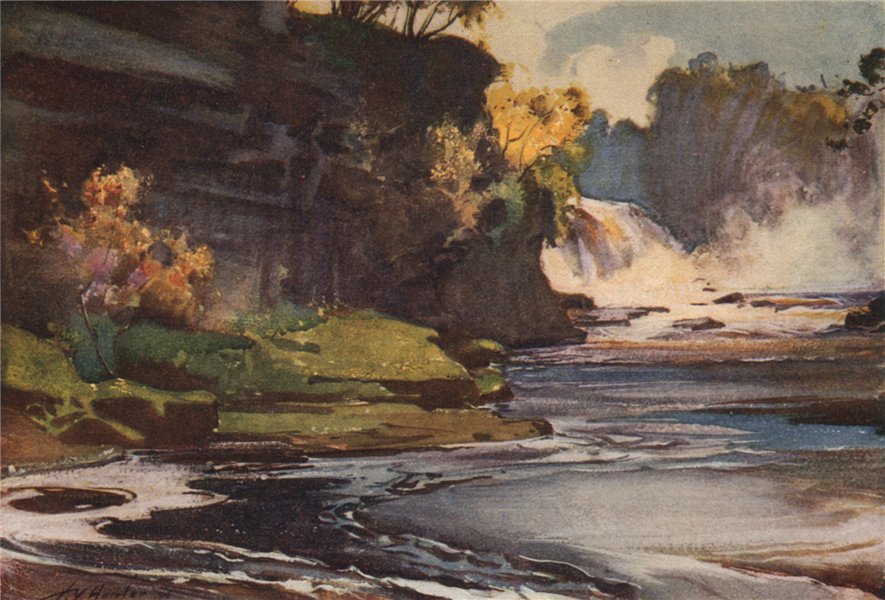 885x600 Falls Of Clyde. Bonnington Falls By John Young Hunter. Scotland - P Hunter Painting