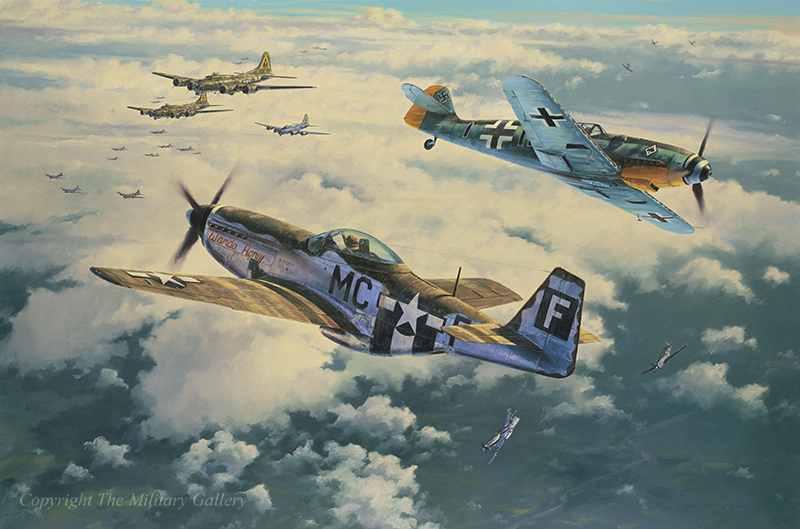 800x529 Clash Of Eagles Merlin Aviation Art - P51 Mustang Painting