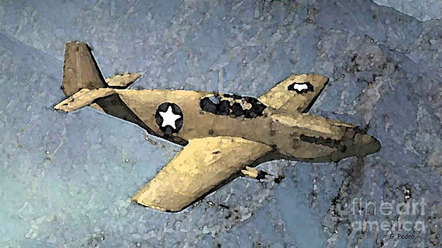 900x505 P51 Mustang In Flight Painting By George Pedro - P51 Mustang Painting