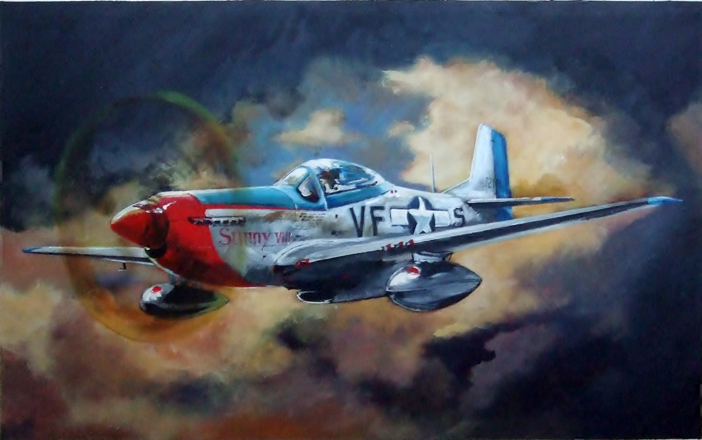 2280x1430 The Thunder Of The Mustang By Terence R Rogers Daler Rowney - P51 Mustang Painting
