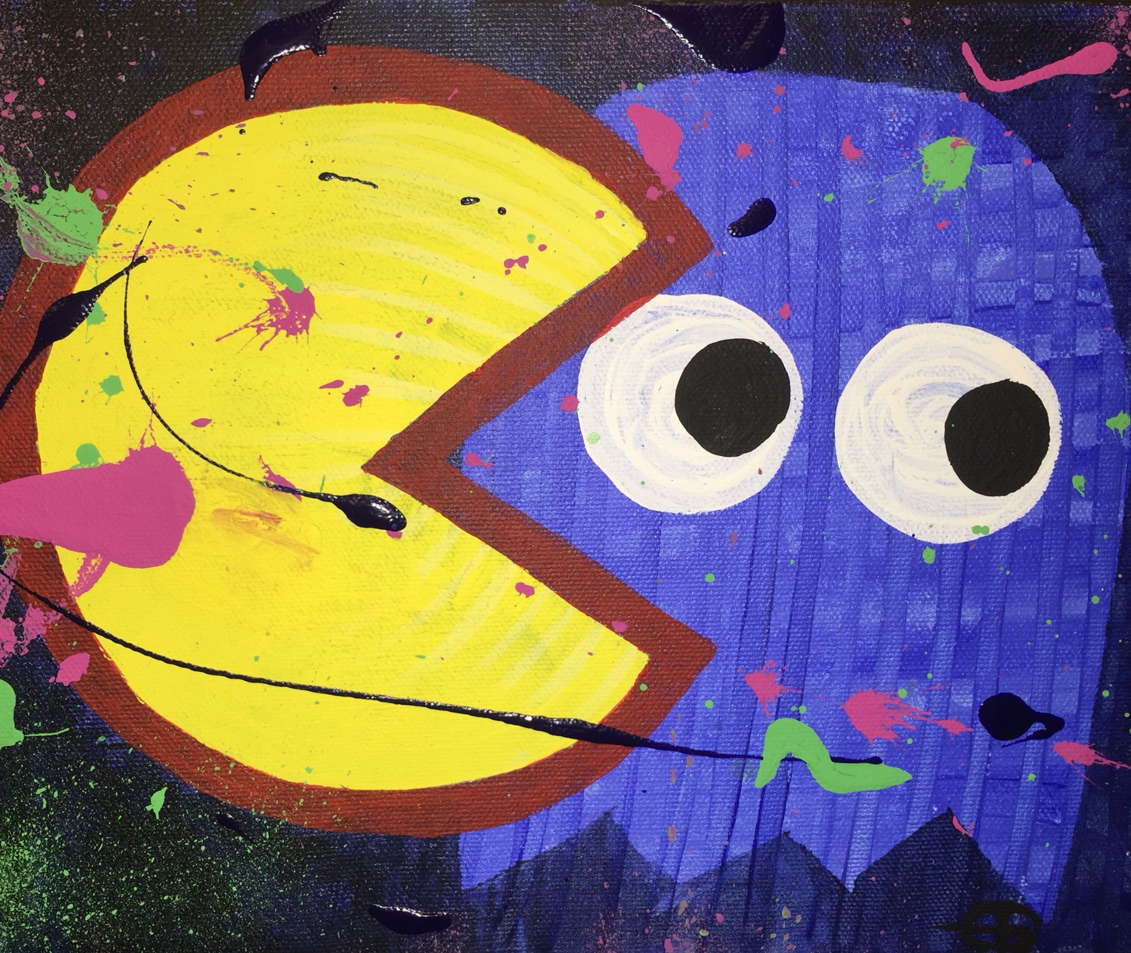 2208x1862 Pac Man Painting. Acrylic On Canvas. Arcade Art - Pac Man Painting