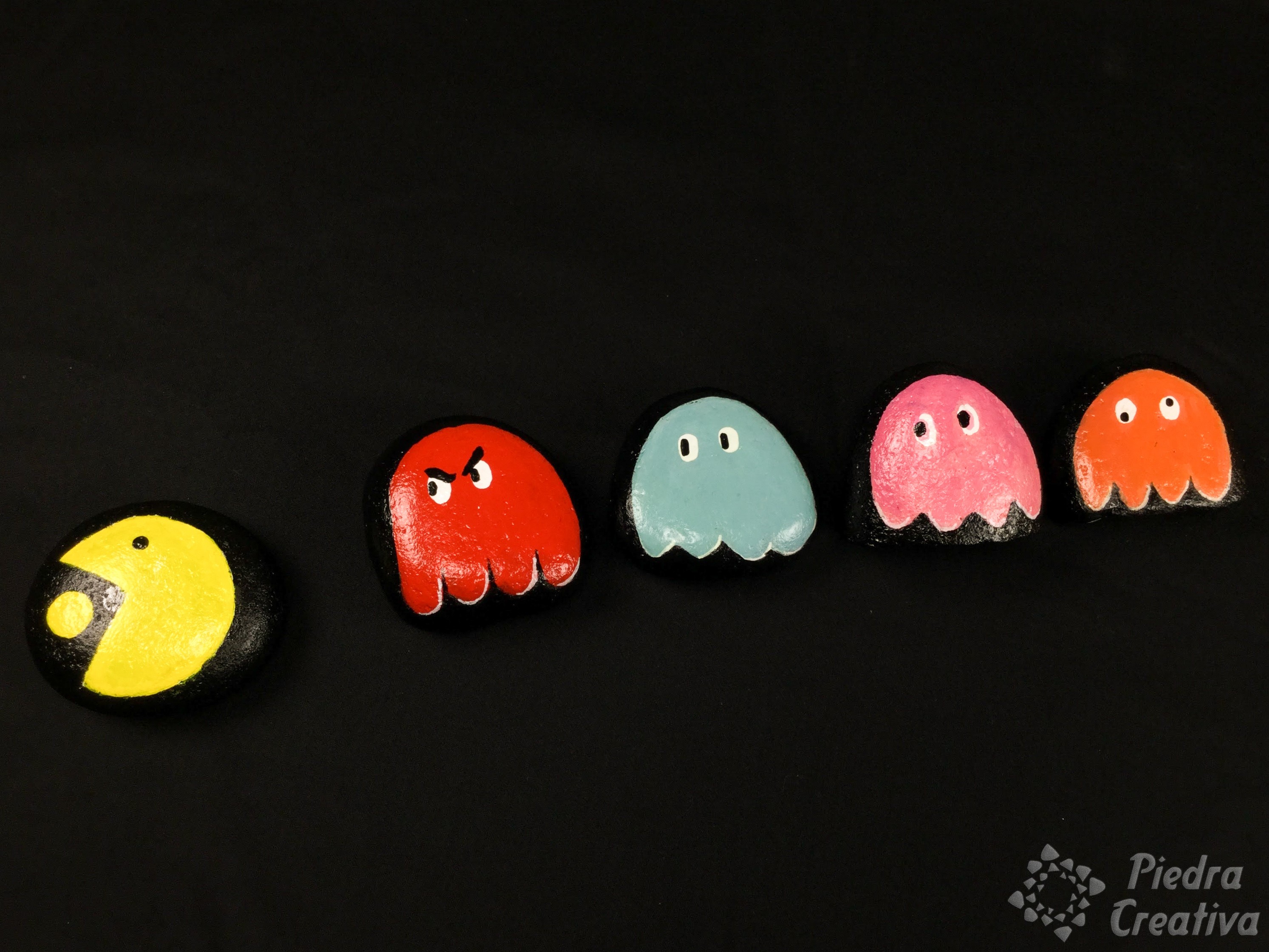 2987x2240 Pacman In Rock Painting Diy In Piedracreativa - Pac Man Painting