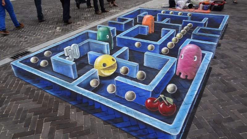 800x450 I Can'T Stop Staring - Pac Man Painting