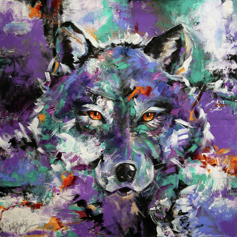 899x900 Twilight Purple Wolf Painting By Laurie Pace - Pace Painting