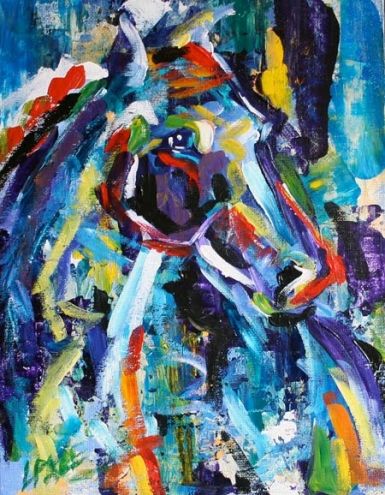 385x495 Horse One Equine Art Abstract Horse Oil Painting By Texas Artist - Pace Painting