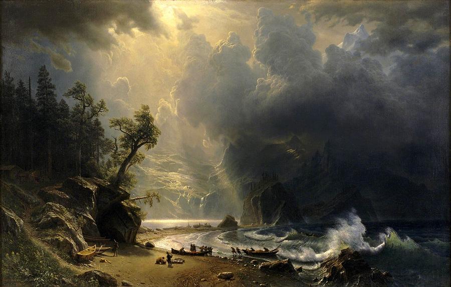 900x573 Puget Sound On The Pacific Coast Painting By Albert Bierstadt - Pacific Coast Painting