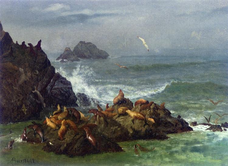 750x545 Seal Rocks, Pacific Ocean, California, C.1872 - Pacific Coast Painting