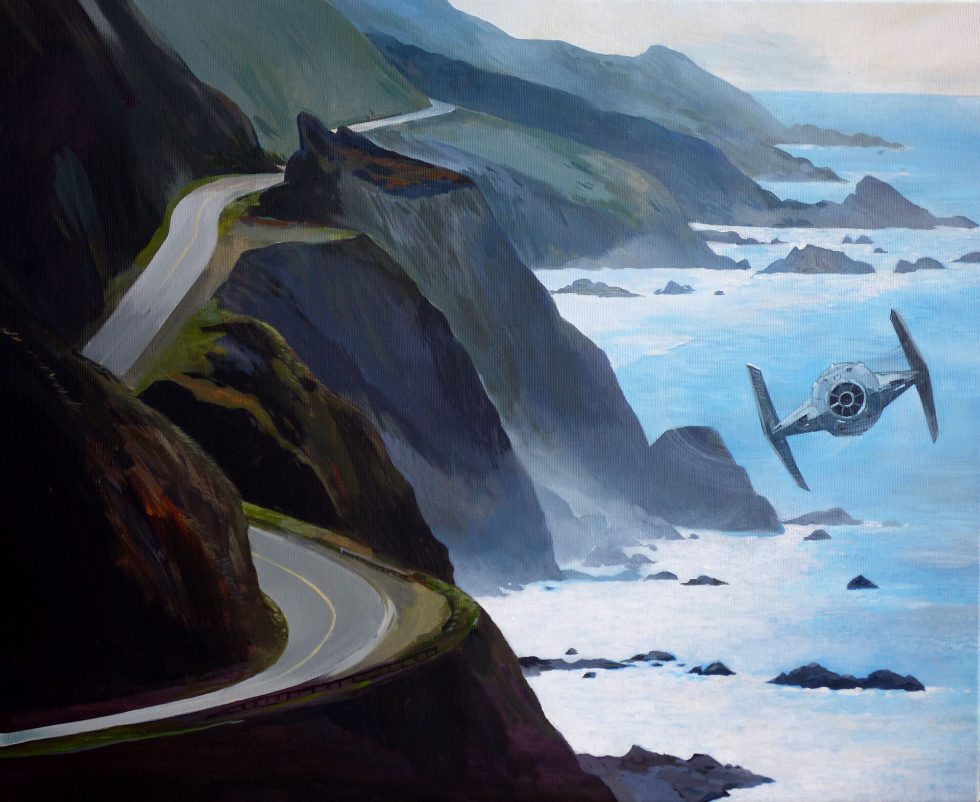 2000x1636 Tie Fighter Over The Pacific Coast Highway Joanna Karpowicz - Pacific Coast Painting