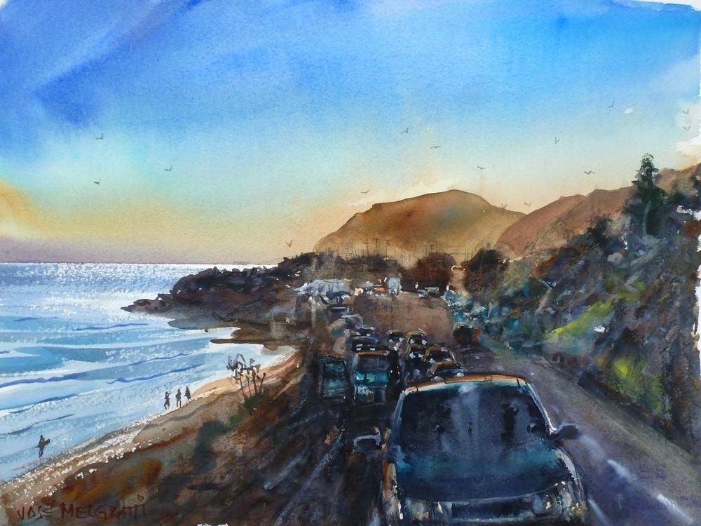 1000x750 Fine Pacific Coast Painting Pacific Ca Watercolor Original - Pacific Coast Painting