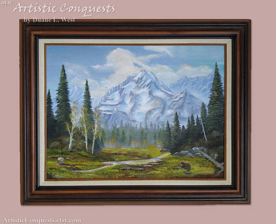 570x461 Original Oil Painting Rustic Pacific Northwest Mountain - Pacific Northwest Painting