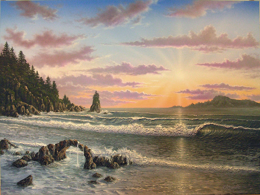 900x675 Pacific Northwest Sunset Painting By Patrick Orourke - Pacific Northwest Painting