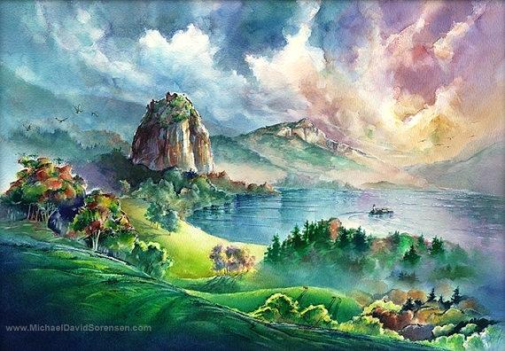 570x396 Northwest Painting The River Gorge - Pacific Northwest Painting