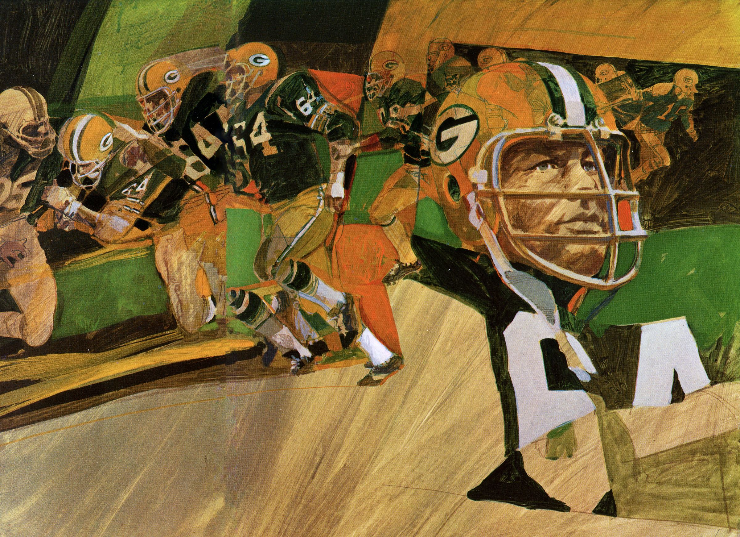 2400x1740 Guard Jerry Kramer, Green Bay Packers. Painting By George Bartell - Packers Painting