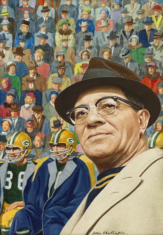 522x749 Vince Lombardi, Green Bay Packers. Painting By Boris Chaliapin - Packers Painting