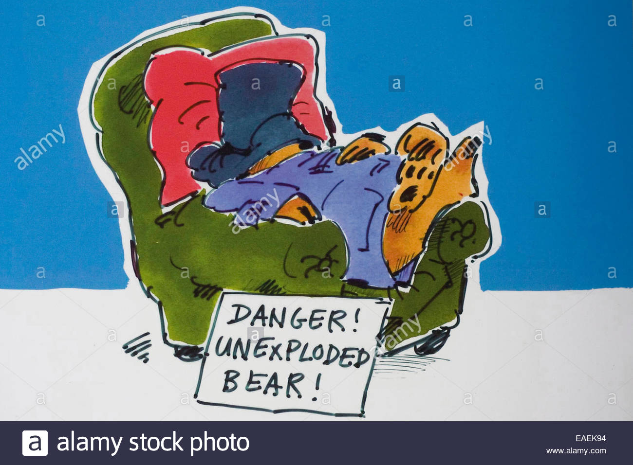 1300x956 Painting Of Paddington Bear Danger Unexploded Bear Stock Photo - Paddington Bear Painting