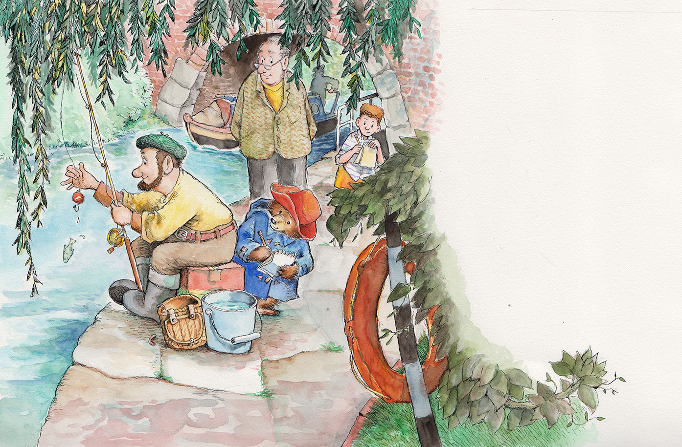 1394x915 A Man Fishing Paddington Bear And The Busy Bee Carnival R - Paddington Bear Painting