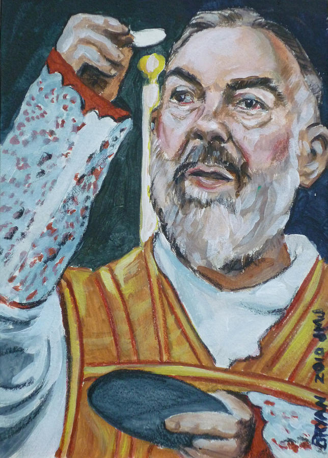644x900 Padre Pio Painting By Bryan Bustard - Padre Pio Painting