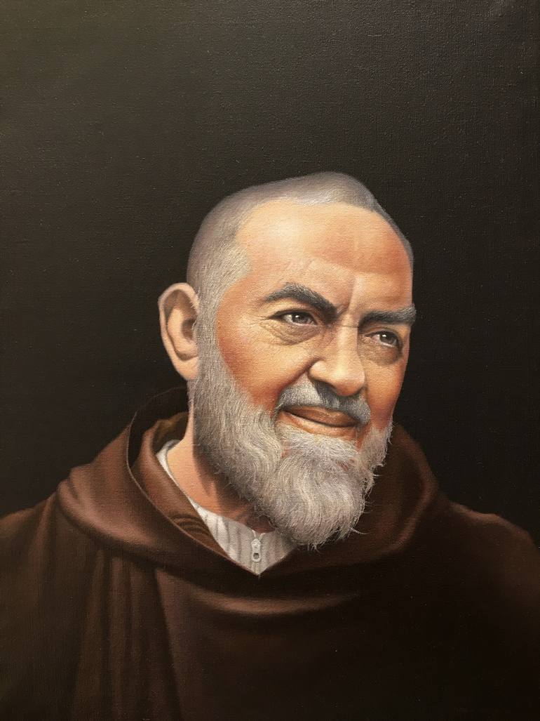 770x1027 Saatchi Art Padre Pio (Iii) Painting By Hernan Miranda - Padre Pio Painting