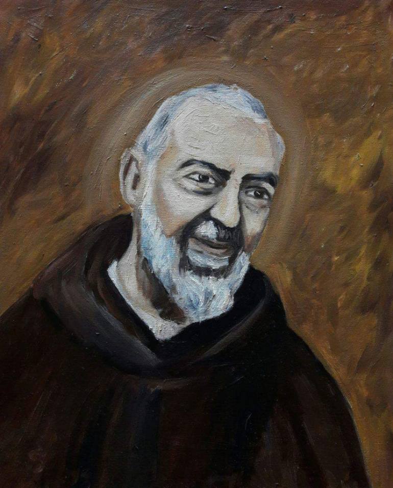 770x956 Saatchi Art Saint Padre Pio Painting By Petar Sibenik - Padre Pio Painting
